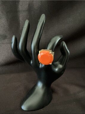 Vintage Gold-Plated Orange Statement Ring Adjustable